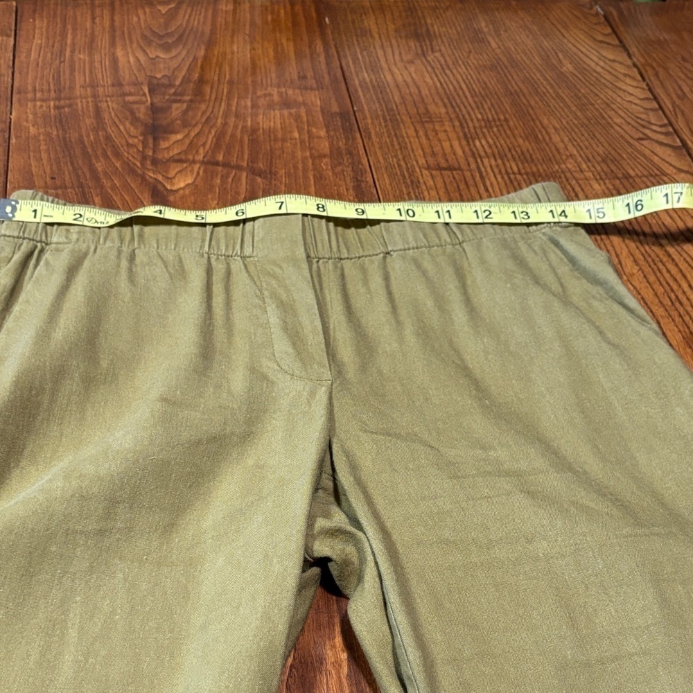 J. Jill Sage Green Cropped Elastic Waist Pants Linen Blend Size XS - Picture 2 of 12